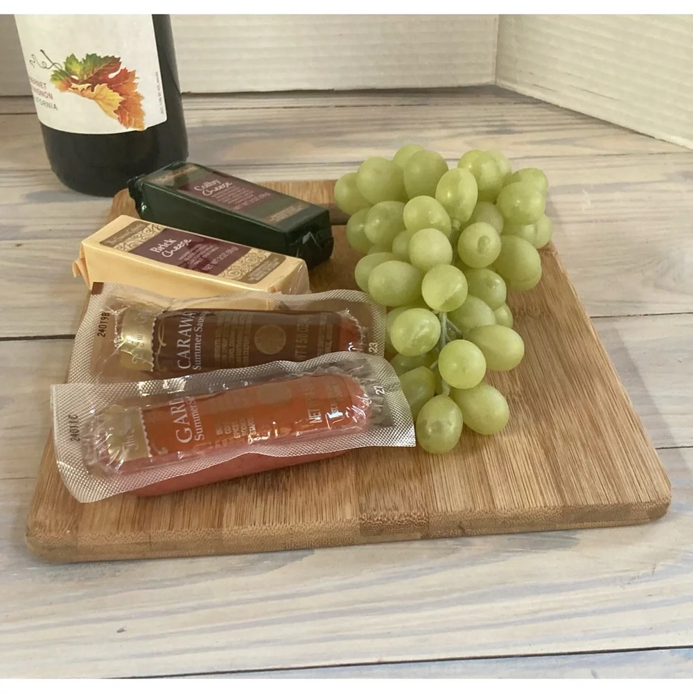 Charcuterie Cutting Square with Handle Serving Board Bamboo 10 x 8 x 0.5 inches